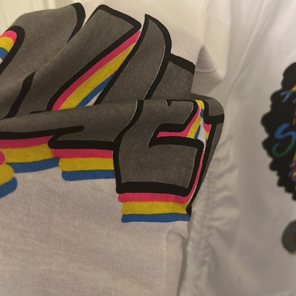 On Fire Melanin Queen Good Vibes Junior White Long Sleeve Half Shirt Size Large - Picture 5 of 7